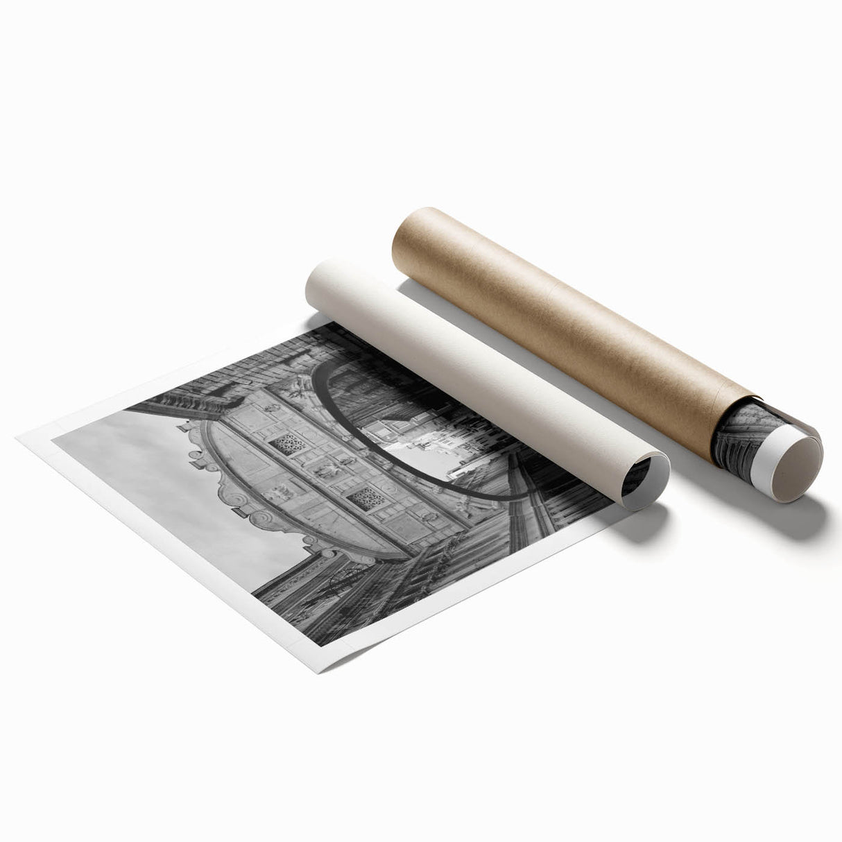 Extra large rolled print of Venice scenery with muted watercolor hues, ideal for classy bathroom wall art.