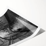 Extra large wall art depicting line art flowers over a muted Venice scenery on a rolled print.