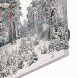 Large abstract wall art of a European landscape in Latvia, depicted in mid-century modernist style on acrylic glass.