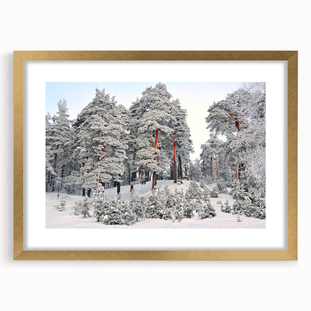 Abstract art print of a European scenery in Latvia, featuring muted earth tones on a framed canvas.