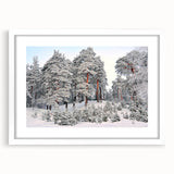 Textured abstract art print depicting a European scenery in muted earth tones on a framed white mat.