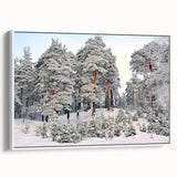 Vintage poster art of a scenic Latvia landscape on framed canvas.