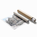 Extra large rolled print of a Latvian landscape with vibrant green and blue tones, ideal for classy bathroom wall art.