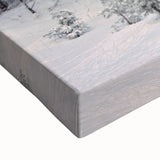 Black and white landscape art painting of a European scene on stretched canvas, ideal for bedroom wall art.