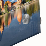 Large abstract wall art of a European Lithuanian landscape on acrylic glass, with muted earth tones.