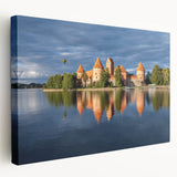 Large art print of a Lithuanian landscape on stretched canvas, featuring muted earth tones, ideal for kitchen wall art.