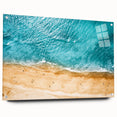 Large abstract depiction of the Mediterranean Sea in blue and turquoise tones on acrylic glass.