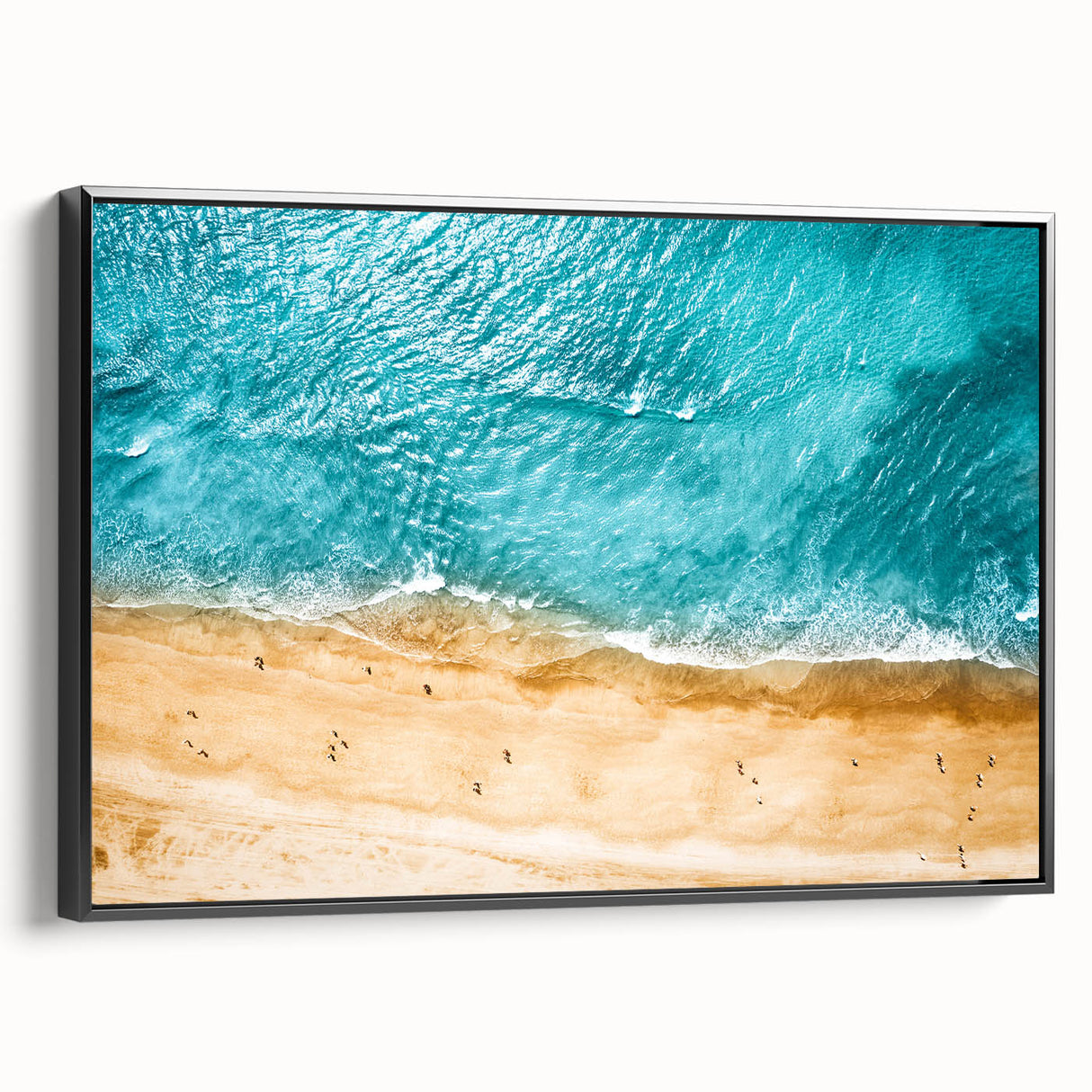 Black and white framed canvas depicting a vintage-style Mediterranean seascape, ideal for bedroom wall decor.