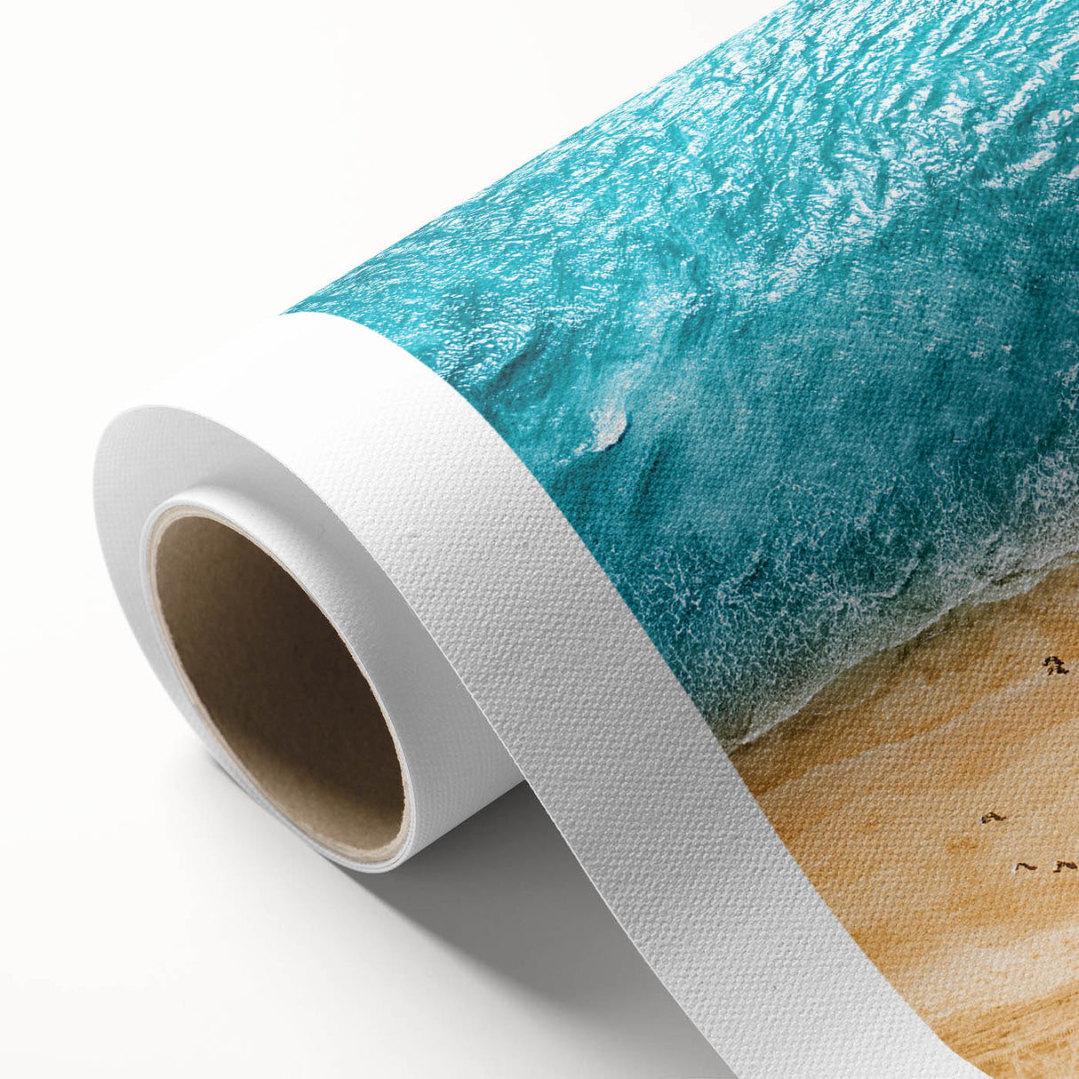 Art deco poster of the Mediterranean Sea in soft blue and white tones, rolled canvas, ideal for nursery wall art.