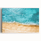 Monochrome Mediterranean seascape on stretched canvas, ideal for kitchen wall art.