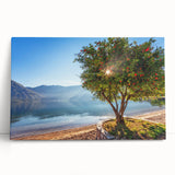 Large black and white photograph of Montenegro scenery on stretched canvas, suitable for kitchen wall art.