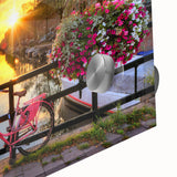 Acrylic print of a large abstract depiction of Amsterdam with vibrant hues, ideal for dining room art.