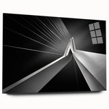 Acrylic glass print of a European scenery in muted green and blue tones, suitable for bedroom or dining room decor.