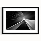 Abstract art print of a European scenery in vibrant colors on a black framed mat, ideal for living room decor.