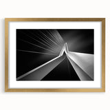 Abstract art print of a European scenery in muted pastel shades, framed with a gold mat, suitable for dining room decor.