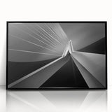 Large abstract wall art depicting a European scenery in muted earth tones on a framed acrylic.