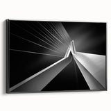 Black and white wall art featuring a vintage poster-style landscape of the Netherlands on framed canvas.