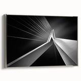 Landscape art painting of a European scenery on silver-framed canvas, featuring a blend of black and colorful elements.