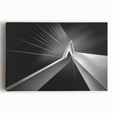 Black and white stretched canvas featuring a scenic European village, ideal for kitchen wall art or bedroom ambiance.