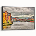 Black and white framed canvas depicting a vintage landscape of Northern Ireland, suitable for bedroom wall decor.