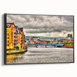 Black and white framed canvas depicting a vintage landscape of Northern Ireland, suitable for bedroom wall decor.