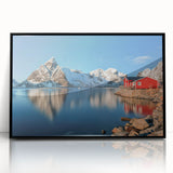 Large abstract wall art of a Norwegian landscape in muted earth tones on a framed acrylic.