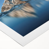 Art deco poster of a serene Norwegian landscape on rolled canvas, featuring muted earth tones.