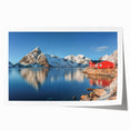 Extra large rolled print of a Norwegian scenery with vibrant green and blue tones, ideal for dining room wall art.