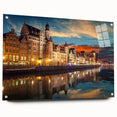 Acrylic print of a European scenery, featuring muted earth tones and abstract elements.