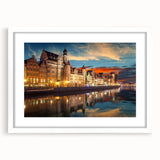 Textured abstract art print of a Polish landscape in muted earth tones on a framed white mat, ideal for bedroom art.