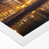 Art deco poster featuring a scenic European landscape in muted earth tones on rolled canvas, suitable for dining room decor.