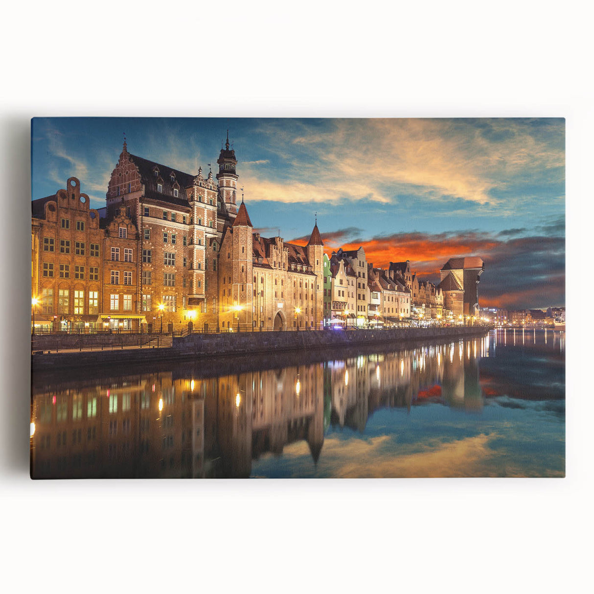Black and white photograph of a European cityscape on stretched canvas, ideal for kitchen wall art or bedroom decor.