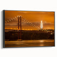 Black and white landscape art painting of Lisbon on framed canvas, suited for bedroom wall art.