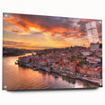 Acrylic glass print of Porto, Portugal, featuring vibrant colors and urban scenery, suitable for dining room decor.