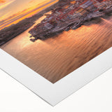 Art deco poster of Porto, Portugal with vibrant blue and orange hues on rolled canvas, ideal for dining room wall art.