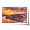 Rolled print of Porto, Portugal scenery with floral elements in muted colors, suitable for dining room or bathroom wall art.