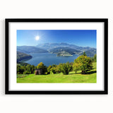 Abstract art print of a Romanian landscape, featuring vibrant, textured colors on a large framed canvas.