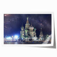 Rolled print of Moscow skyline in muted watercolor shades, ideal for art wall dining room.