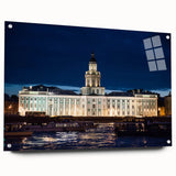 Acrylic print of a muted, pastel-toned abstract scene of Saint Petersburg, ideal for dining room decor.