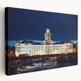 Large canvas print of a scenic European cityscape in muted earth tones, ideal for kitchen wall art.