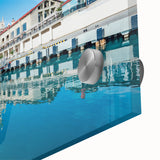 Large abstract wall art depicting a Sochi landscape in muted earth tones on acrylic glass, ideal for dining room ambiance.