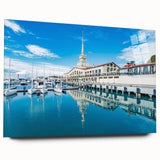 Large abstract wall art of Sochi cityscape in muted grays on acrylic glass, ideal for bedroom or dining room decor.