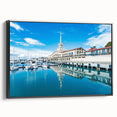 Black and white framed canvas of Sochi landscape in a vintage poster style, ideal for bedroom wall art.