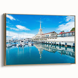 Framed canvas of a vintage-style Sochi landscape in black and gold tones, ideal for bedroom wall art.