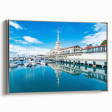 Landscape art painting of Sochi, Russia, featuring colorful buildings on black framed canvas, ideal for office decor.