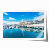 Extra large rolled print of Sochi scenery with vibrant green and blue floral details, ideal for art wall dining room.