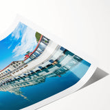 Extra large wall art featuring line art flowers in soft pastel shades on a rolled canvas, ideal for large living room decor.