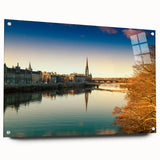 Acrylic print of a Scottish landscape in muted greens and blues, suitable for bedroom or dining room decor.