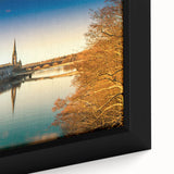 Framed canvas featuring a textured, colorful depiction of a Scottish landscape, ideal for living room decor.