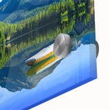 Large abstract wall art depicting a European Slovakian landscape in muted colors on acrylic glass, ideal for dining room art.